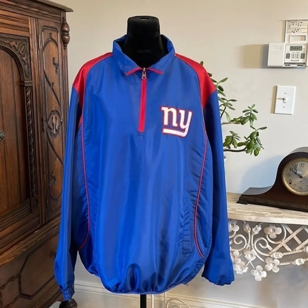 New York Giants Mens Embroidered 1/4 Zip Pullover Windbreaker Jacket